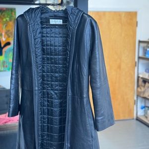 Jones New York Leather Hooded Jacket